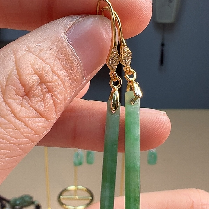 翡翠耳饰银S925镶嵌耳饰