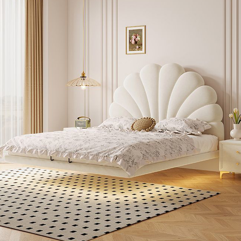 儿童床男孩女孩子公主床奶油风高端悬浮床轻奢双人床家用主卧大床