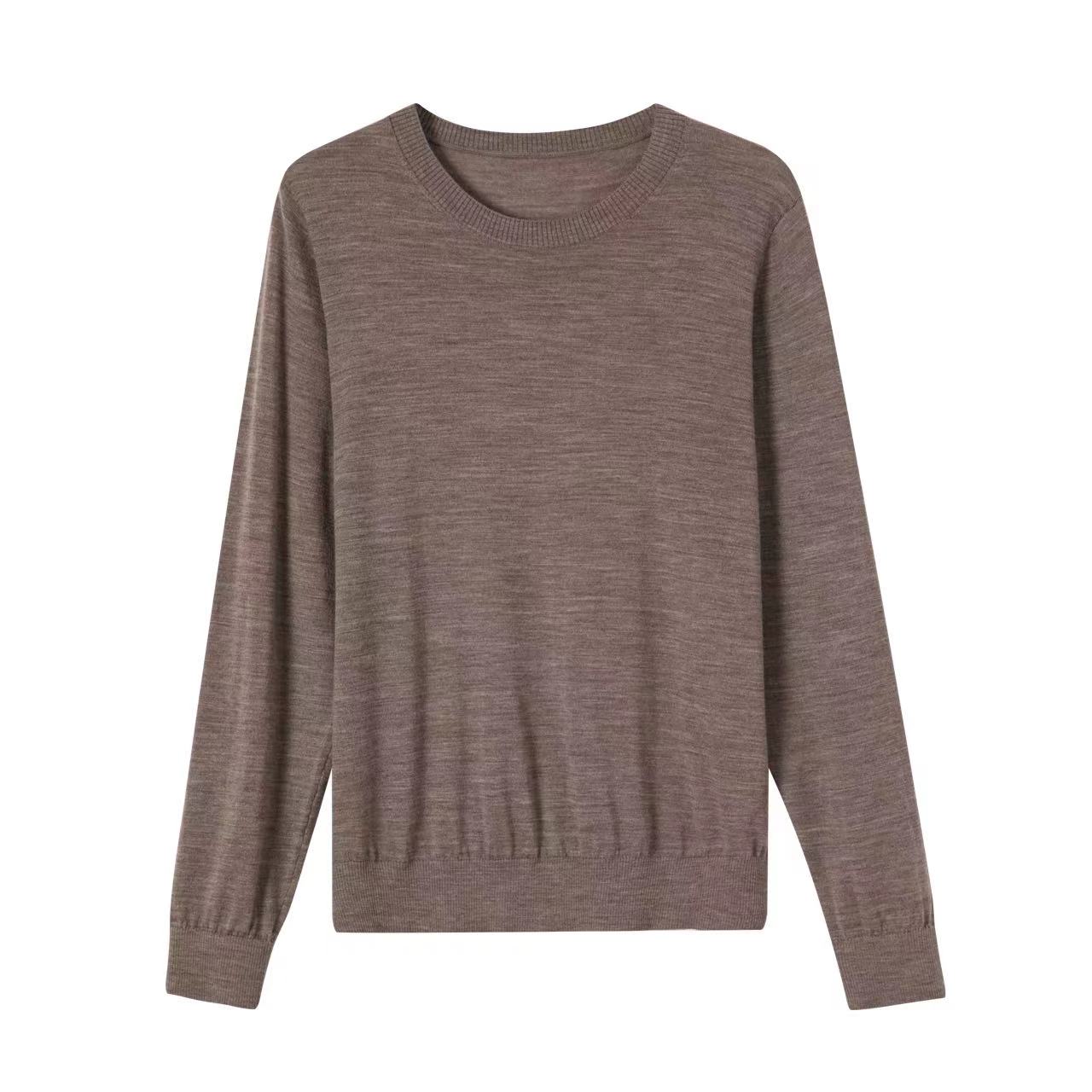 【欧诗莲+紧密纺可机洗】女式澳毛100％圆领休闲百搭简约6005