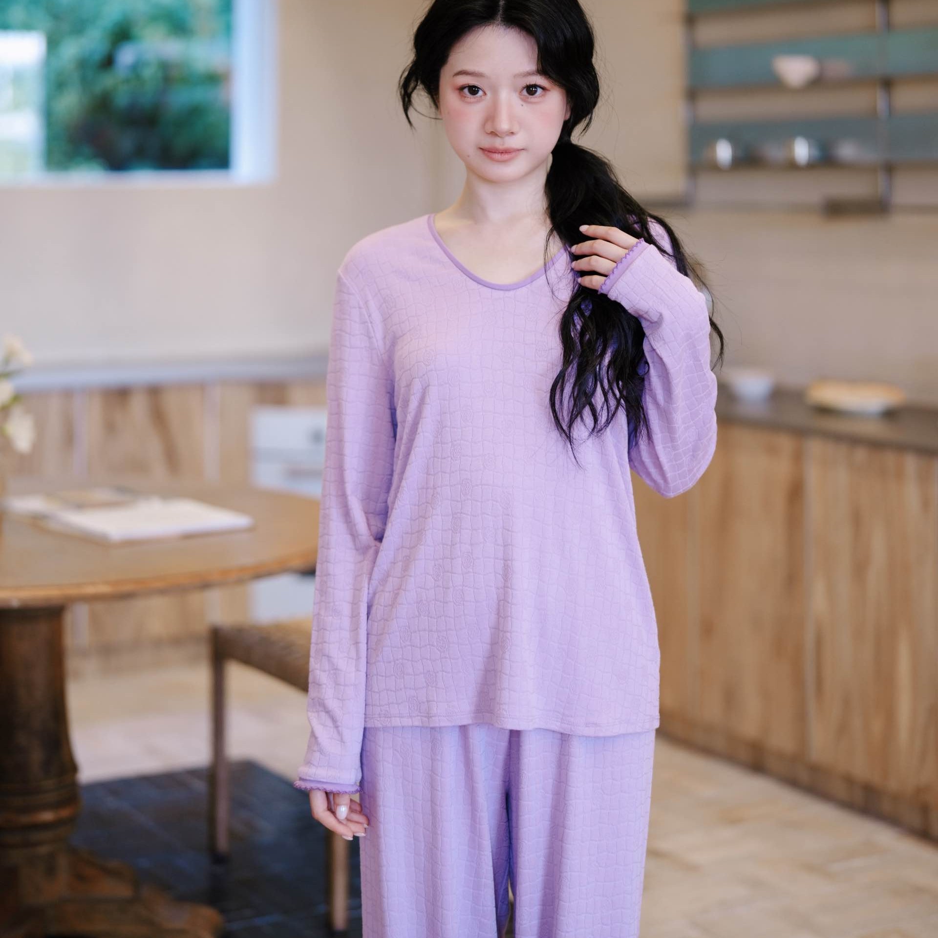 【蟲子姐姐专属】朵朵可可 252-028 女士秋冬圆领睡衣家居服