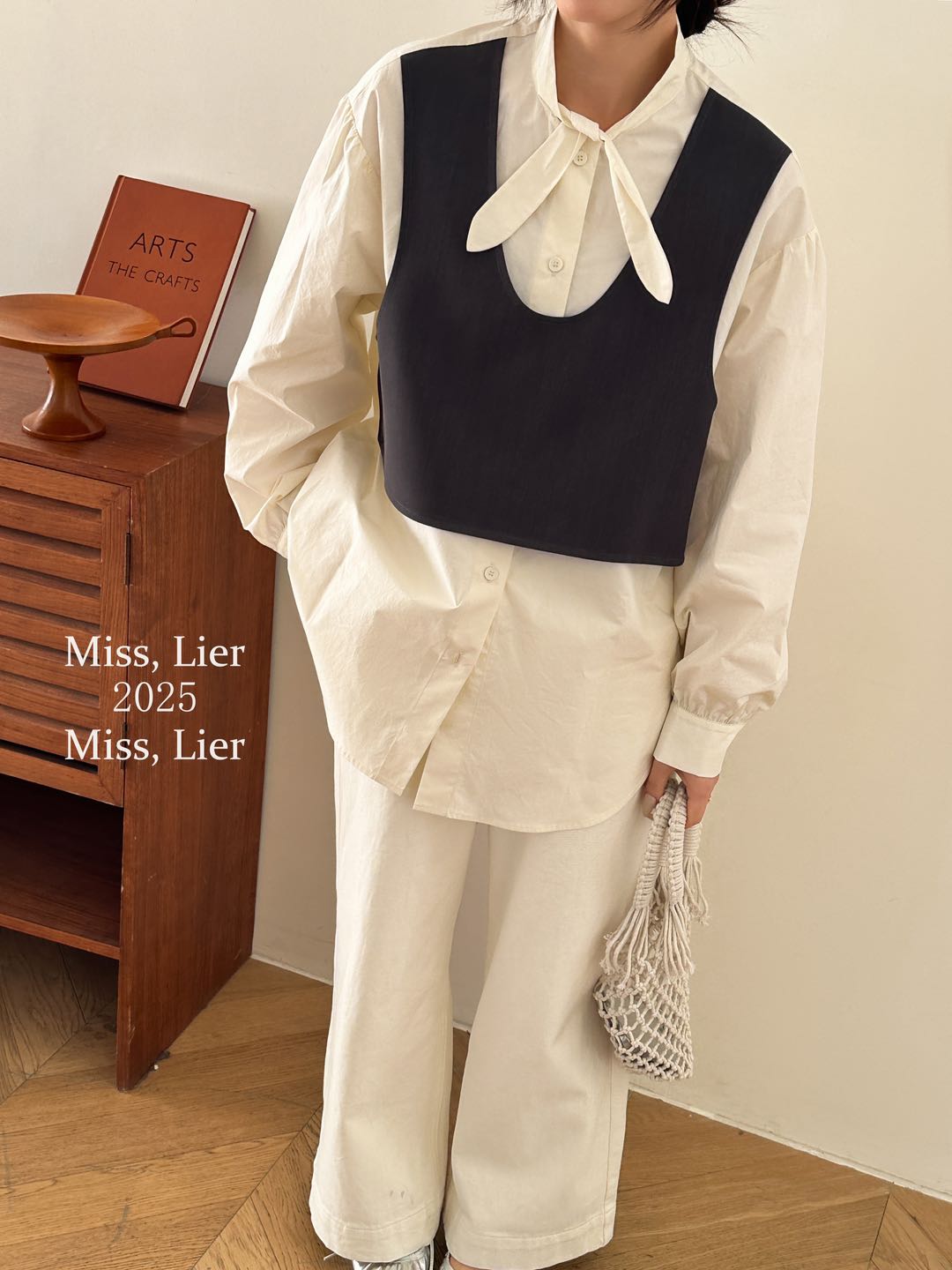 R1107【PINGJIE】2025高货拼接衬衣）舒适宽松设计感小众时尚百搭衬