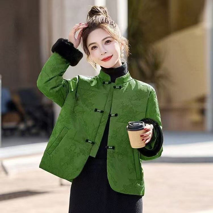 中国风立领一等品提花盘扣上衣气质秋冬民族风短款时尚中式