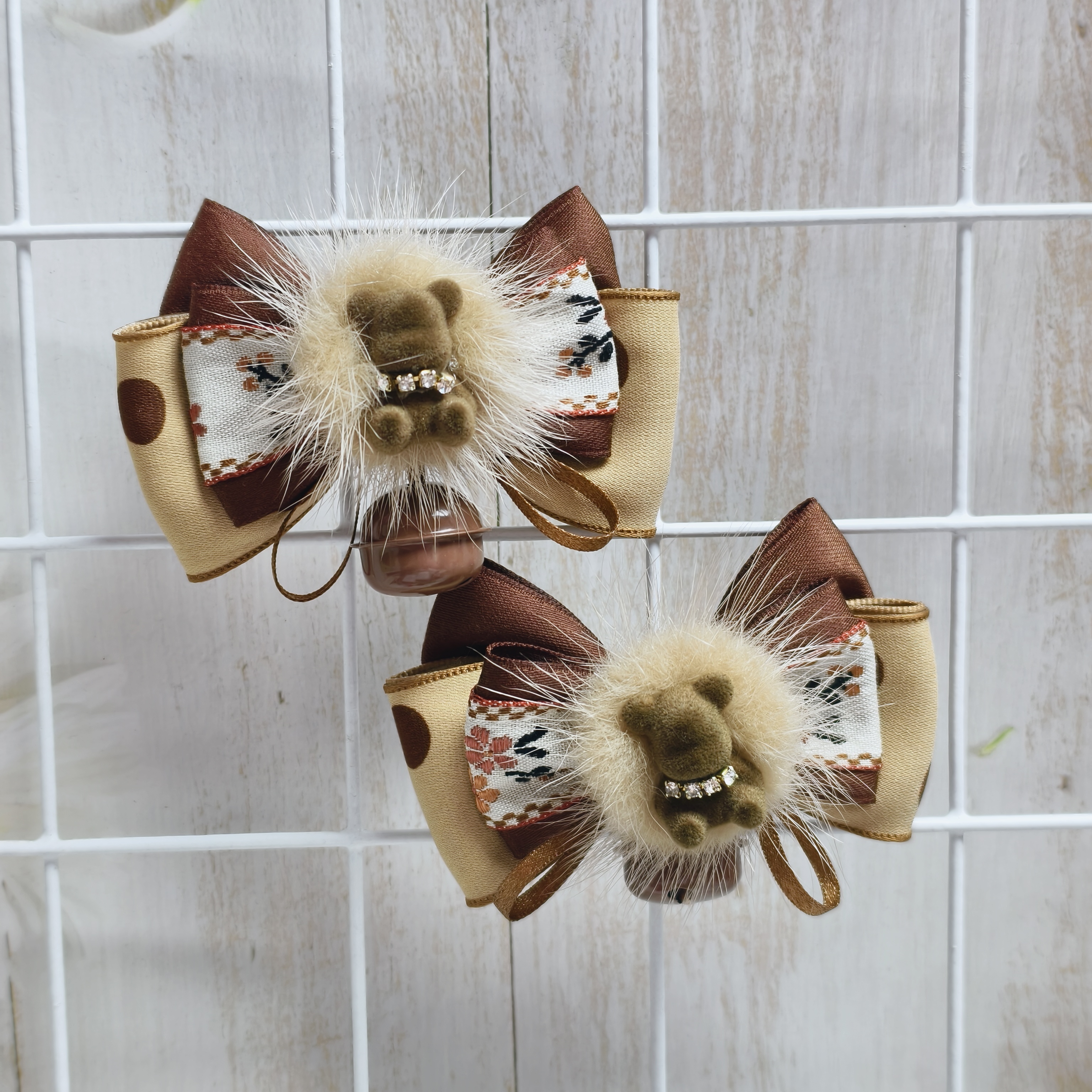 可爱小熊对夹，咖色系小熊对夹