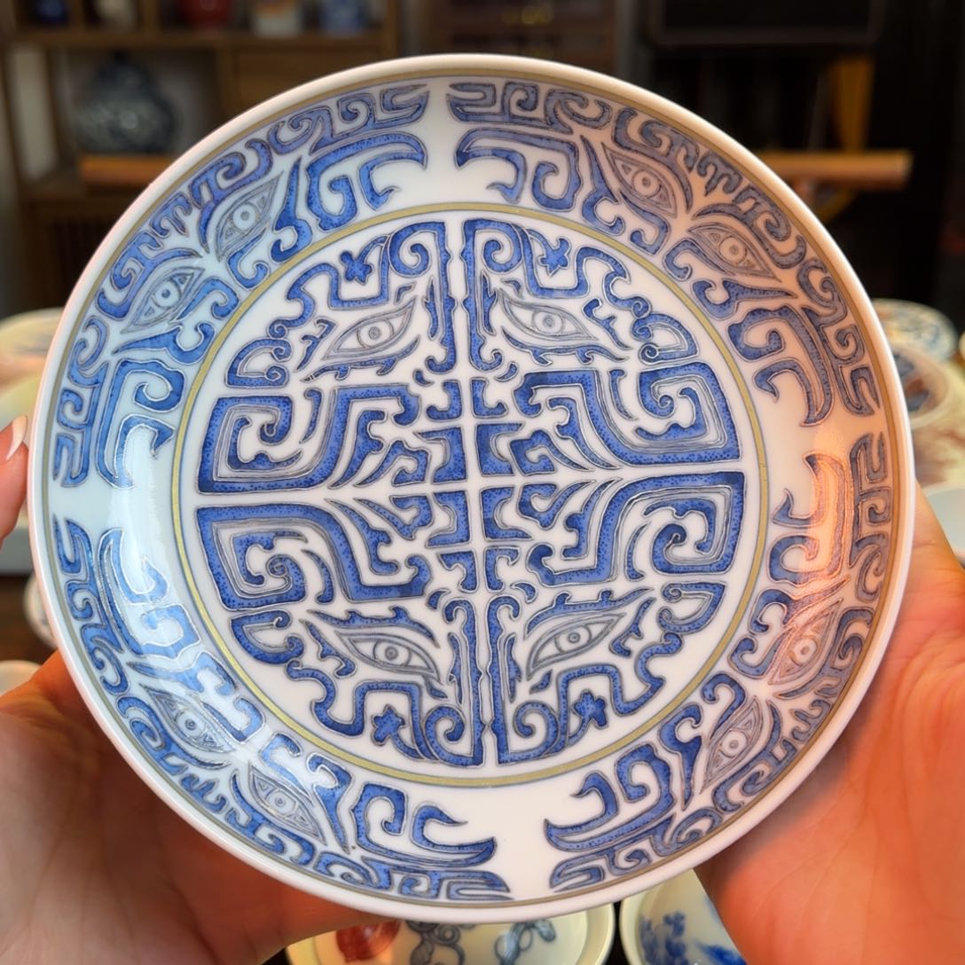 杯描金银点工饕餮纹壶乘纯手绘