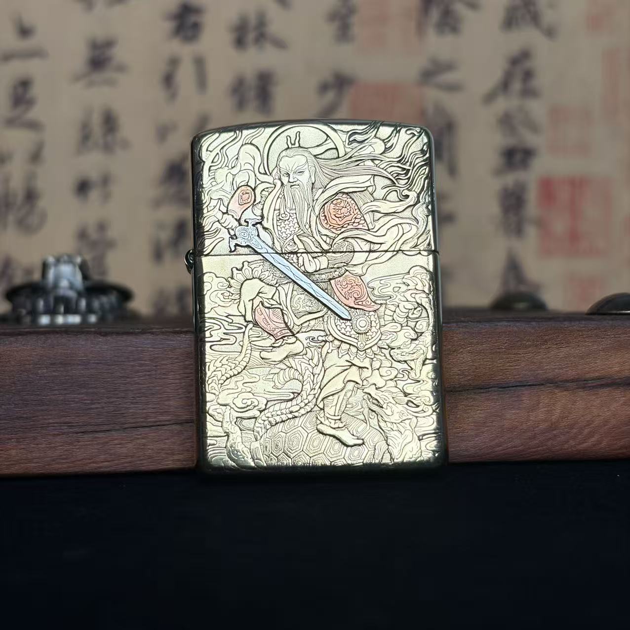 ZIPPO打火机 真武大帝 浮雕镶嵌 官方正品防风七夕节送男友礼物