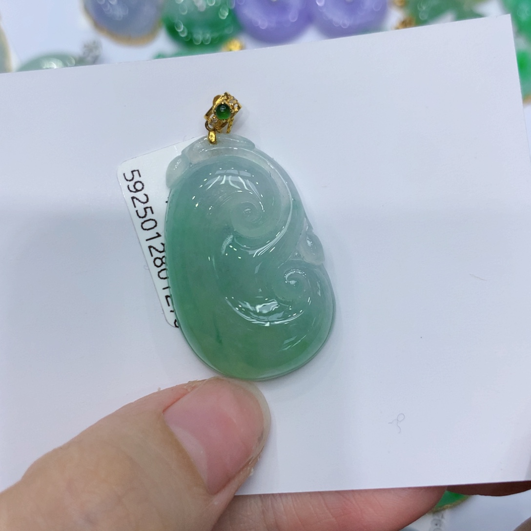 翡翠颈饰18K金镶嵌235533222