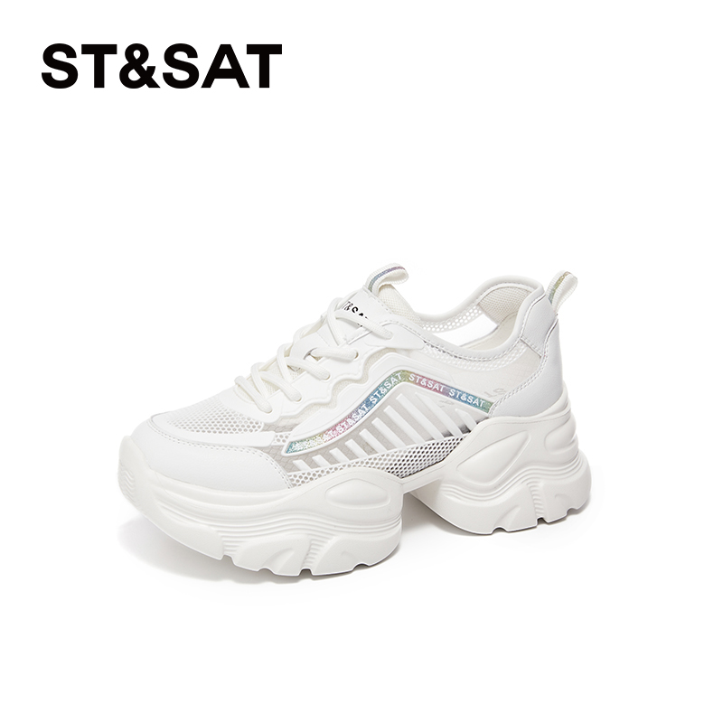 星期六厚底老爹鞋女款2025春夏季网面透气舒适百搭时尚轻便休闲鞋