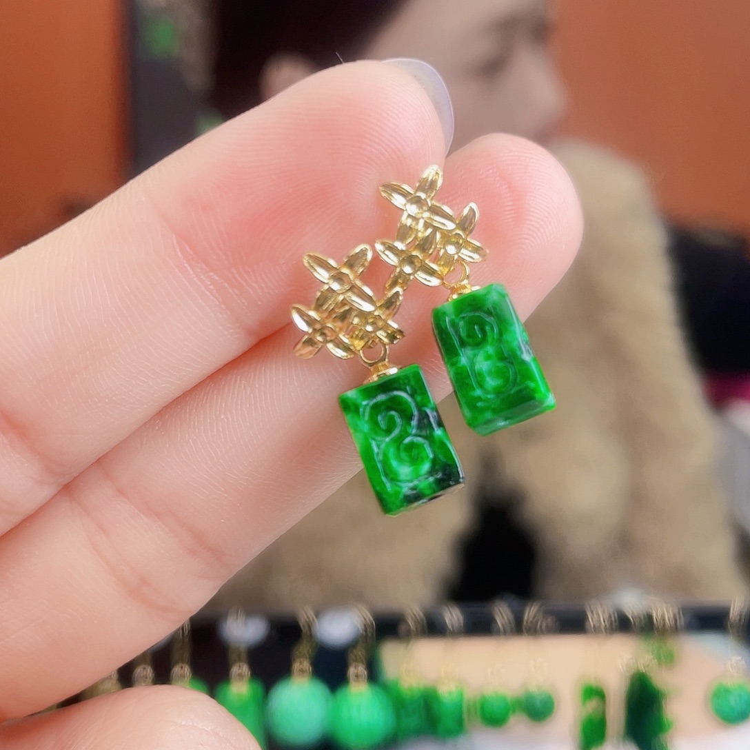 翡翠未镶嵌耳饰饰品