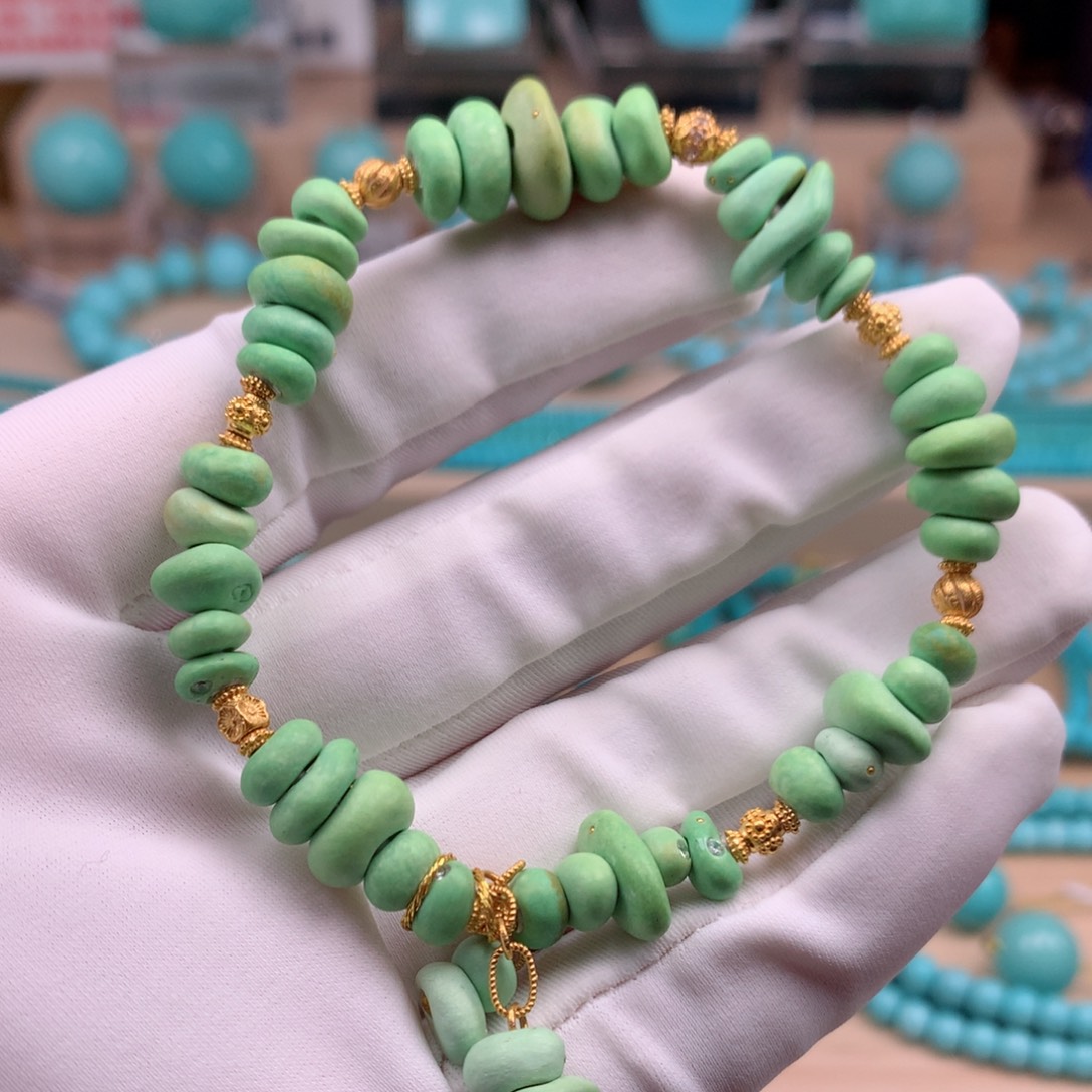 绿松石18K金镶嵌珠宝奇石