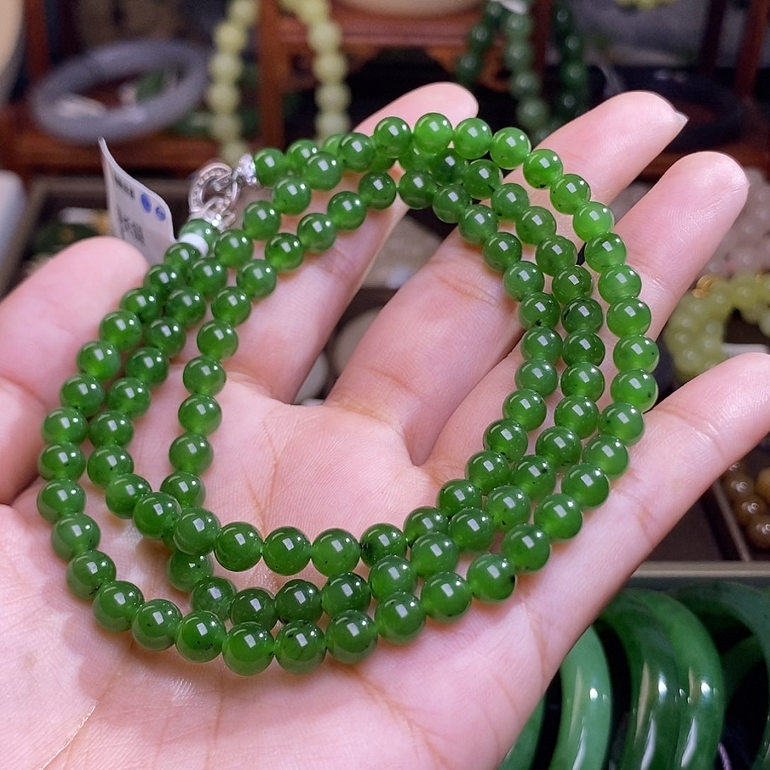 和田玉碧玉老料约6mm108佛珠未镶嵌