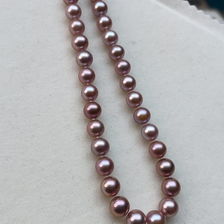 淡水珍珠颈饰银S925镶嵌卡8➕高品极光妖紫色