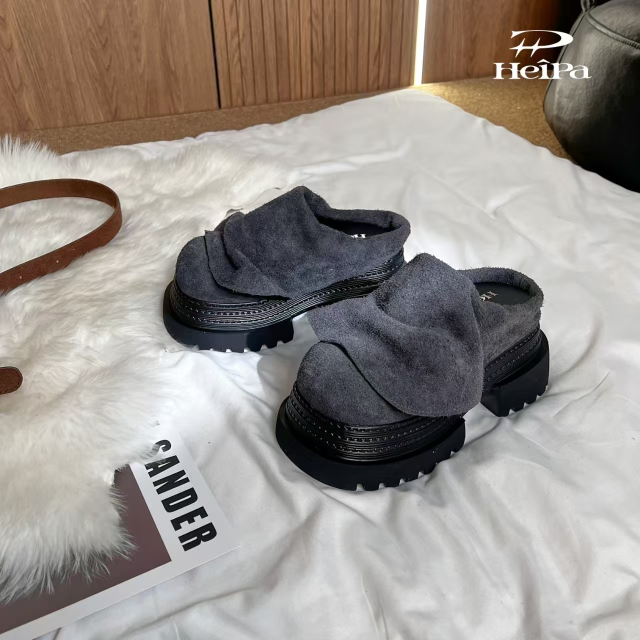 【HeiPa】秋季穿新款厚底带时尚韩版靴子女款