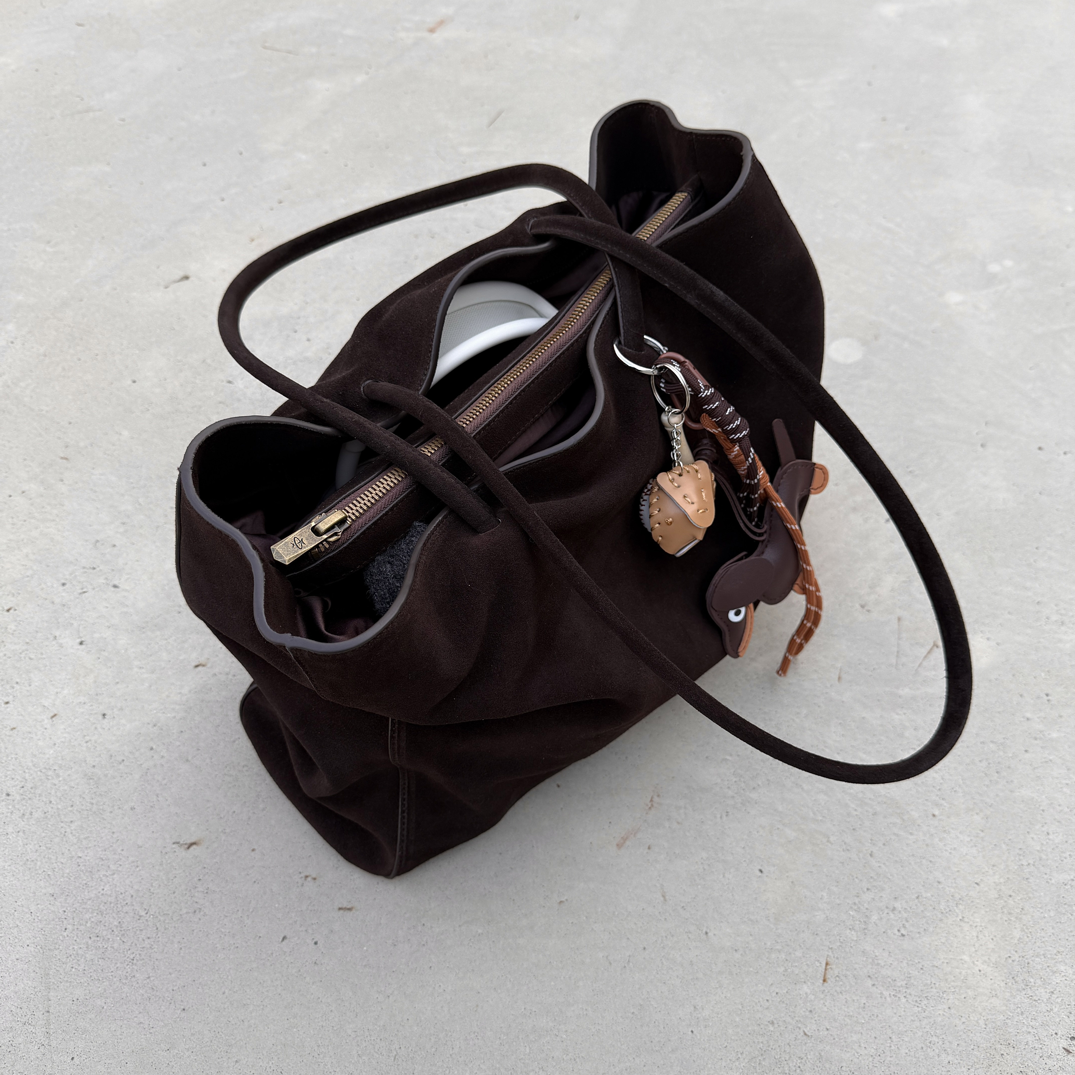 Oxycodone/头层胎牛绒皮「午夜可可」摩卡棕慵懒度假风单肩包挎包