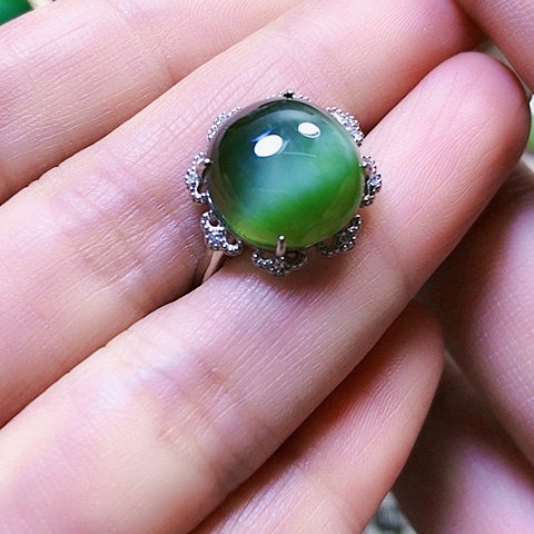 和田玉戒指银S925镶嵌