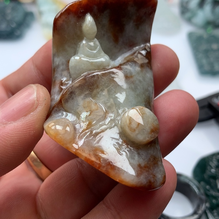 翡翠颈饰未镶嵌保真天然a货翡翠