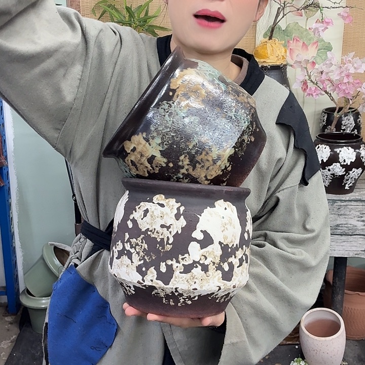 18×18 -粗陶花盆有孔-买买买