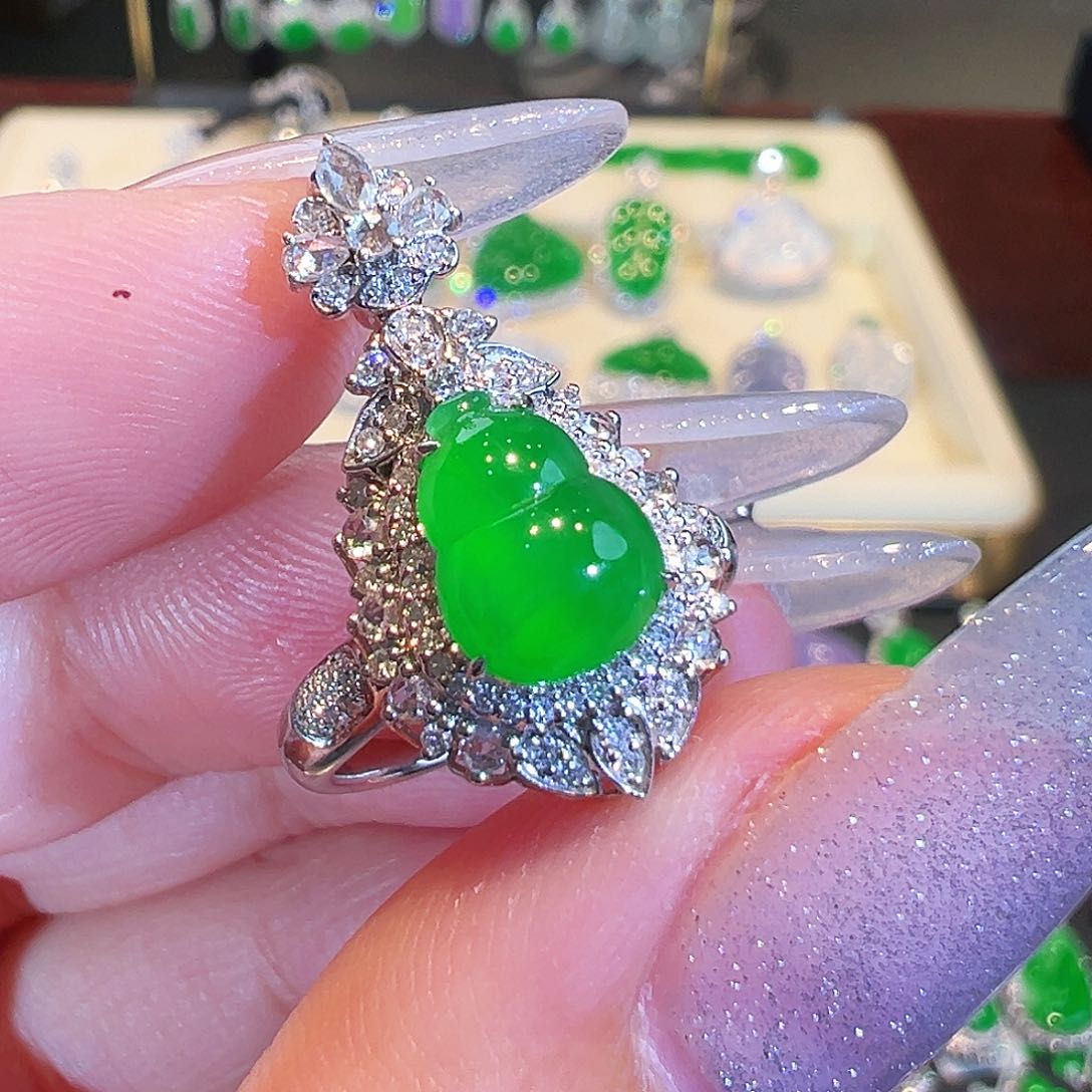 翡翠戒指18K金镶嵌两用款