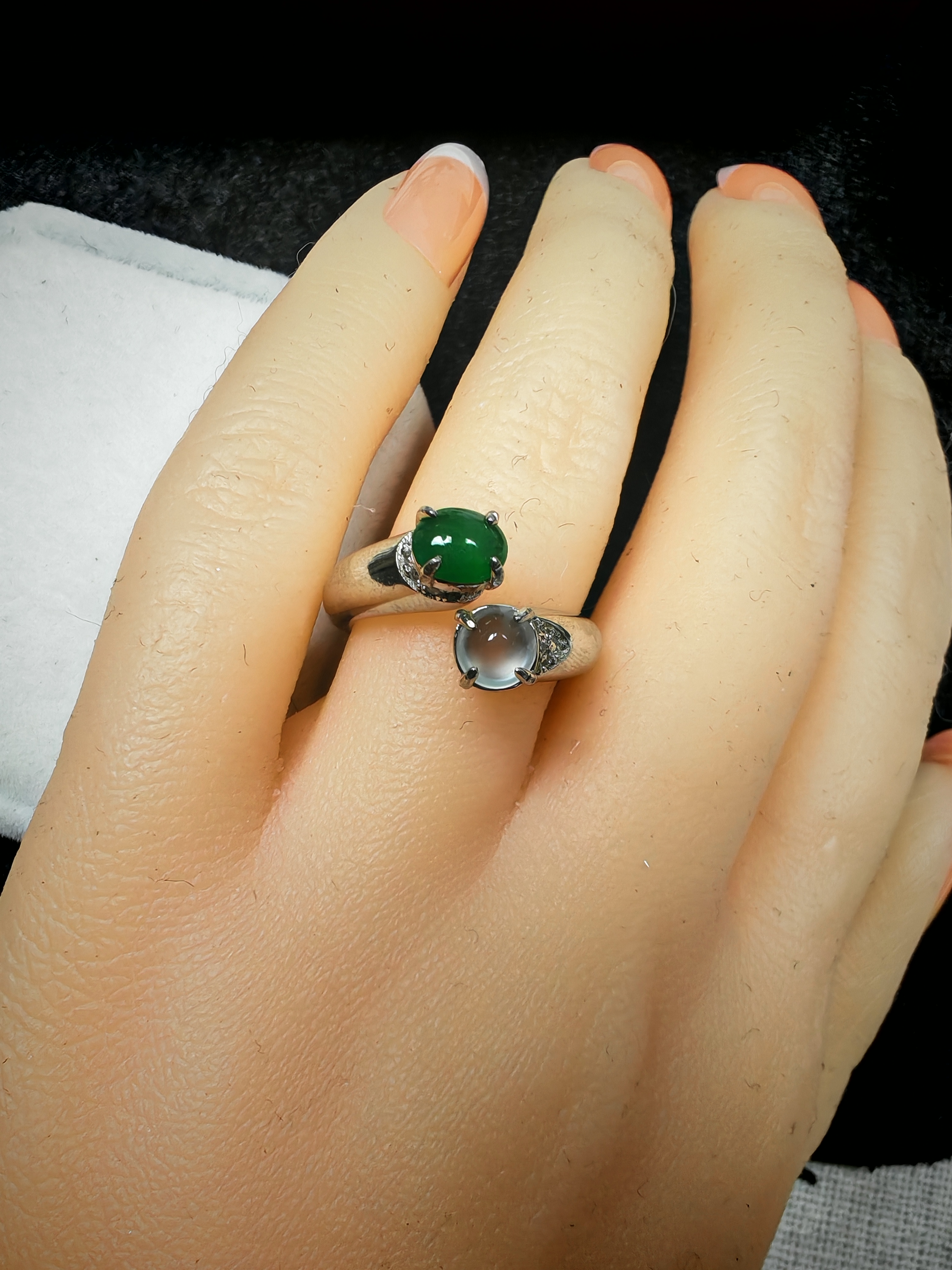 缅甸天然A货翡翠戒指女士