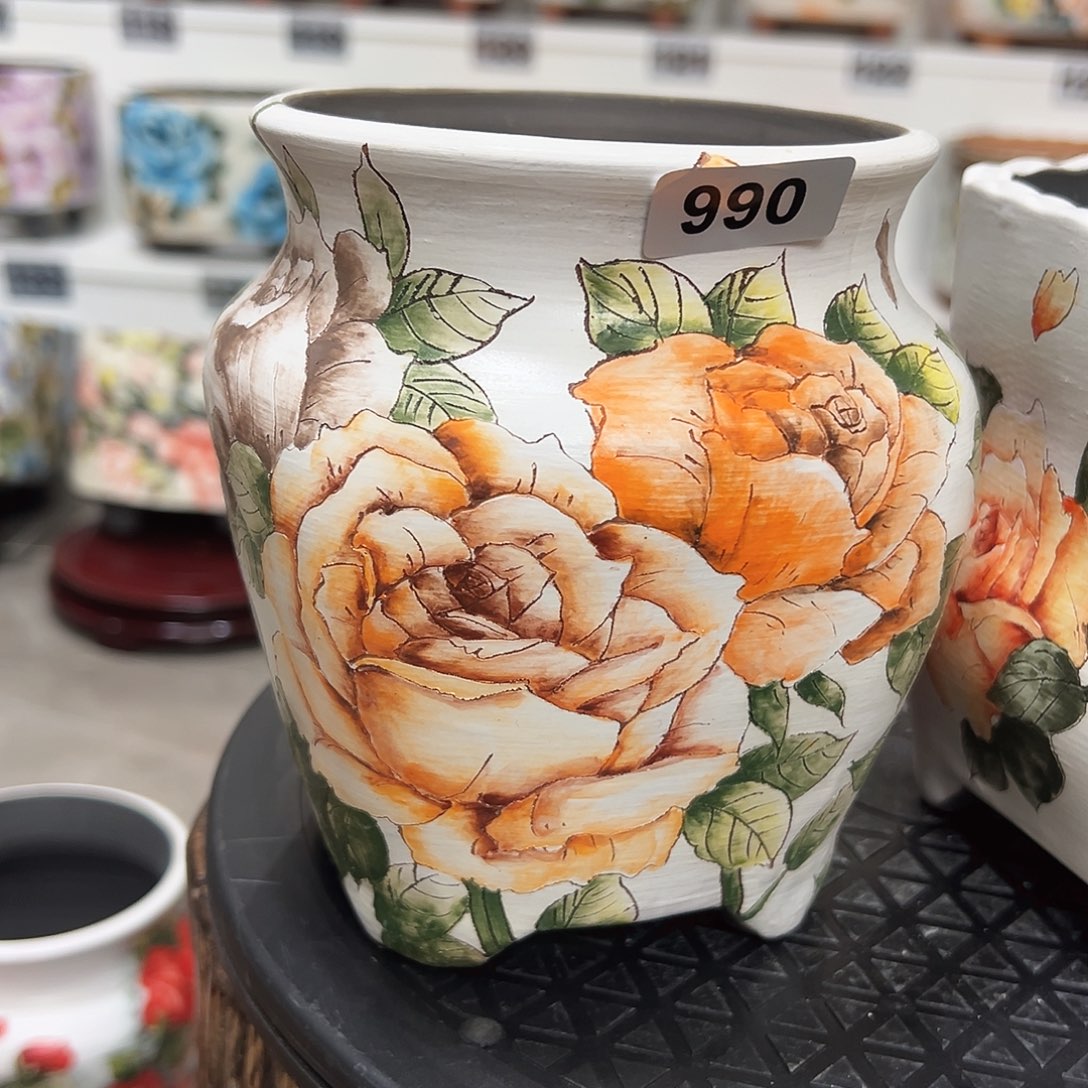 暖***暖手绘陶瓷花盆美盆