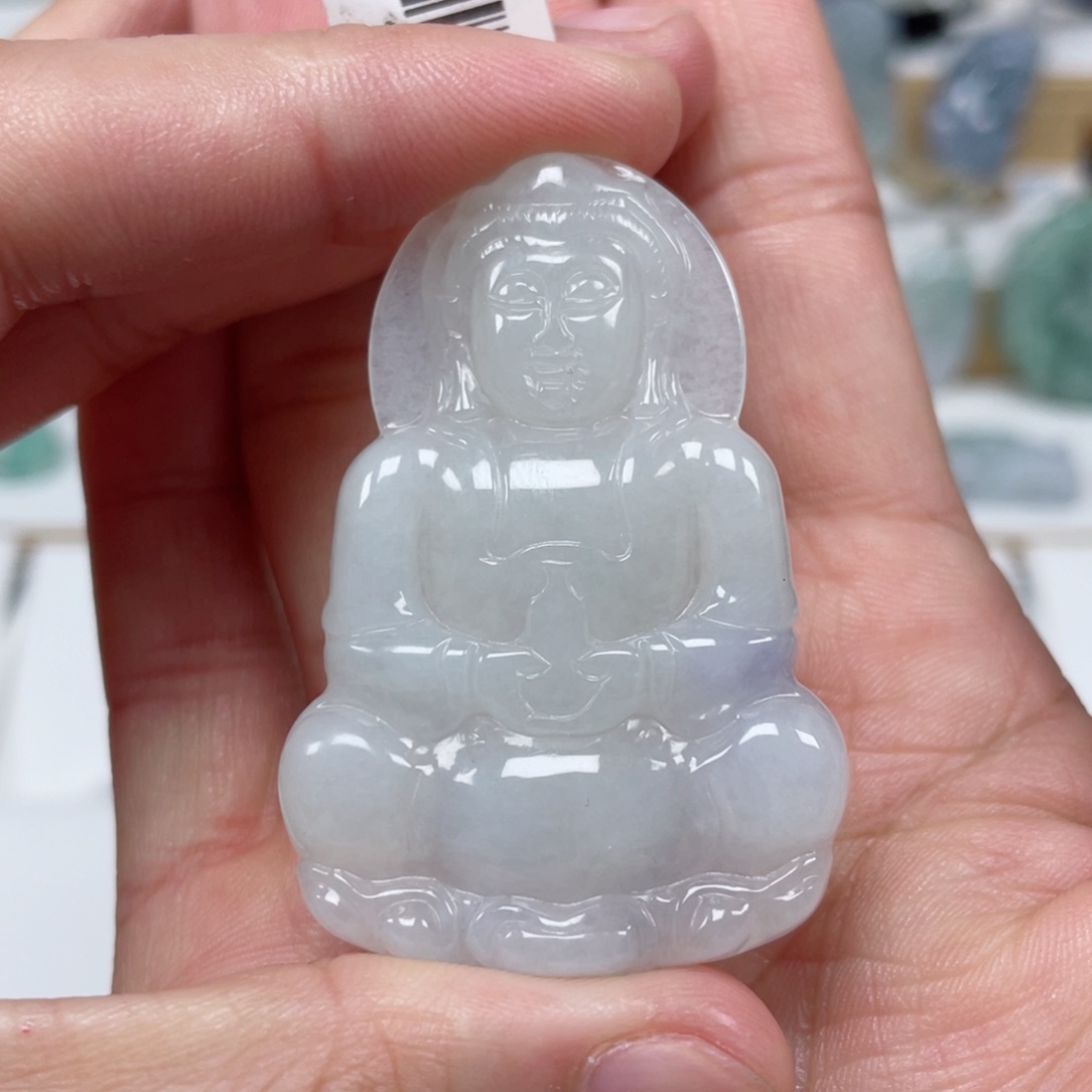 翡翠颈饰未镶嵌天然翡翠A货观音115号