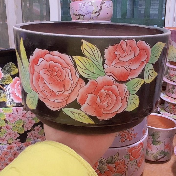 小***一花盆景德镇多肉手绘花盆瑕疵
