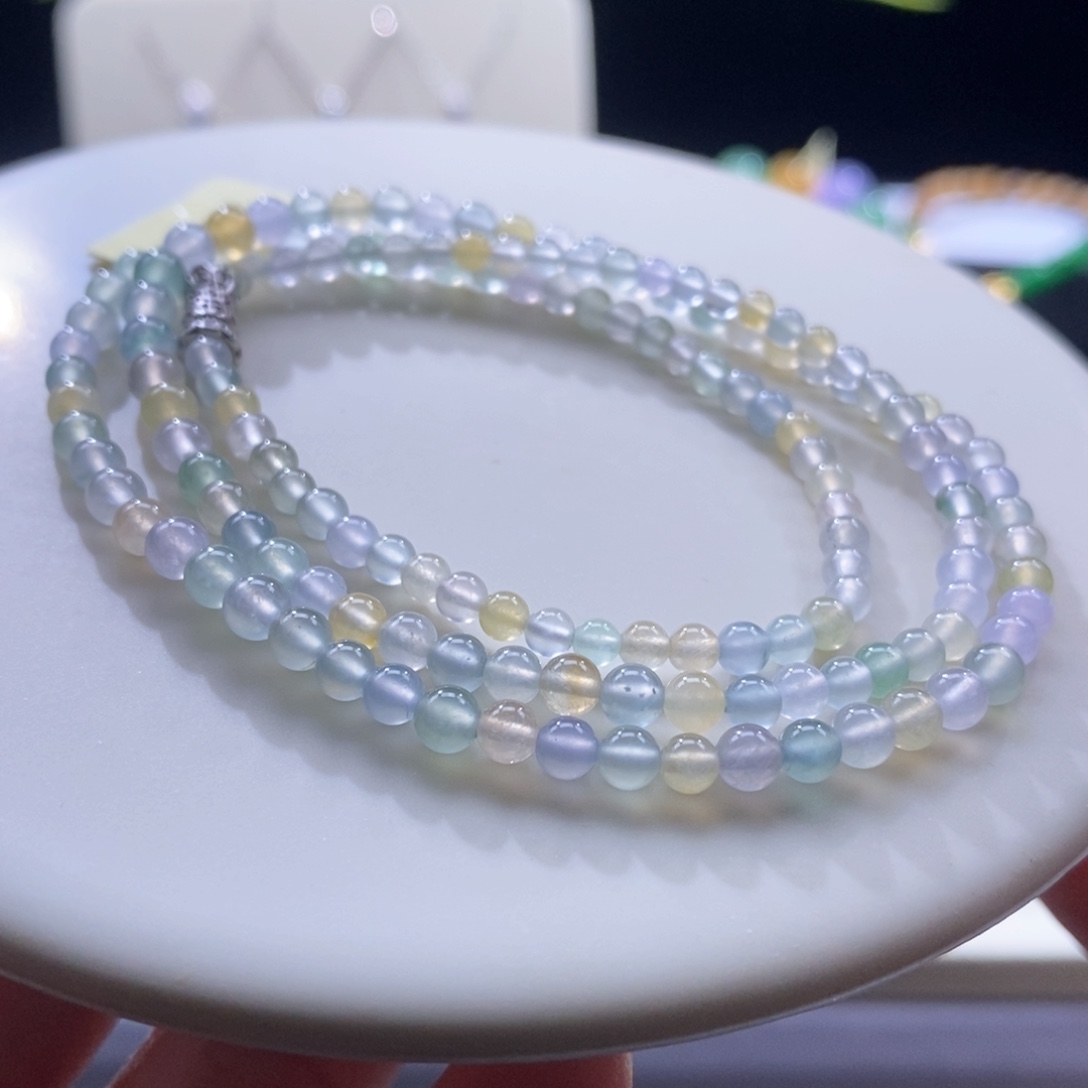 翡翠未镶嵌颈饰翡翠糖果色系小米珠串