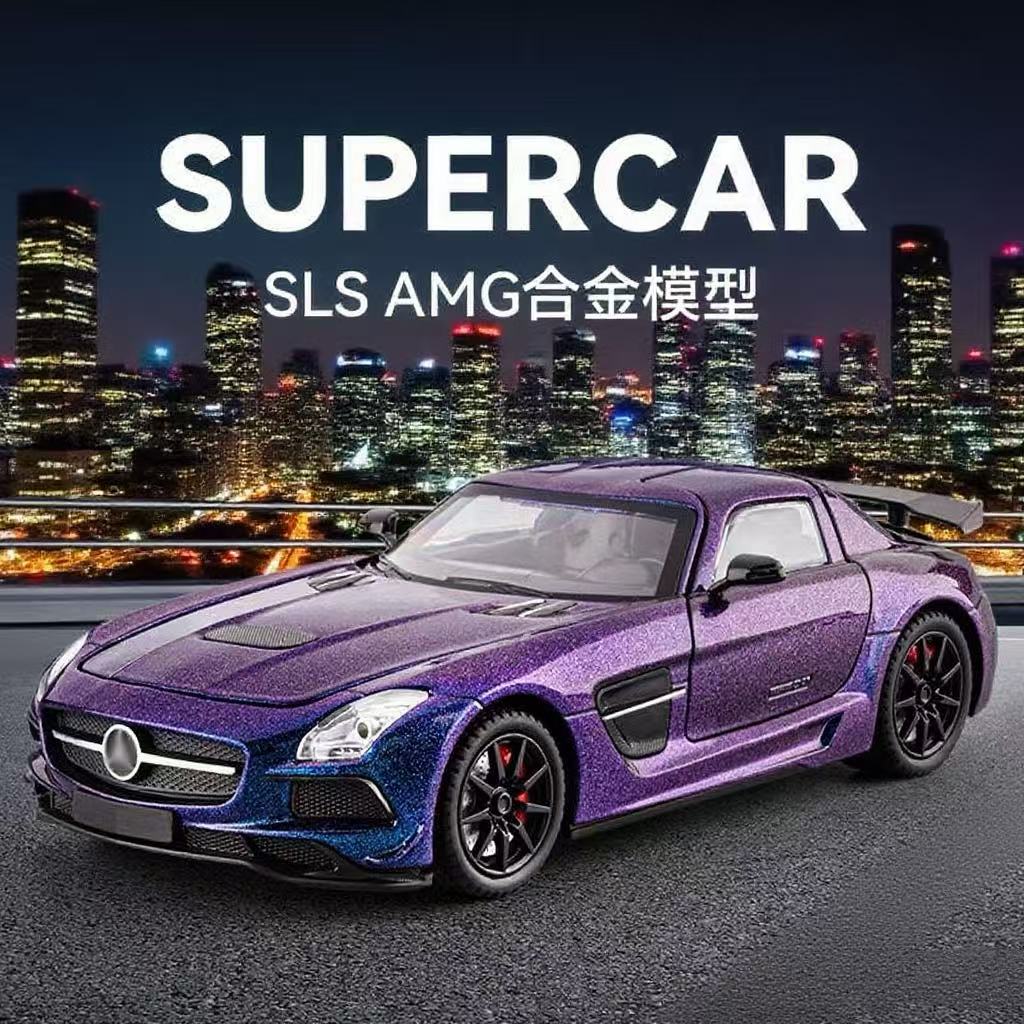 新款酷炫合金sls跑车吧奔驰模型适用小汽车玩具车模装饰