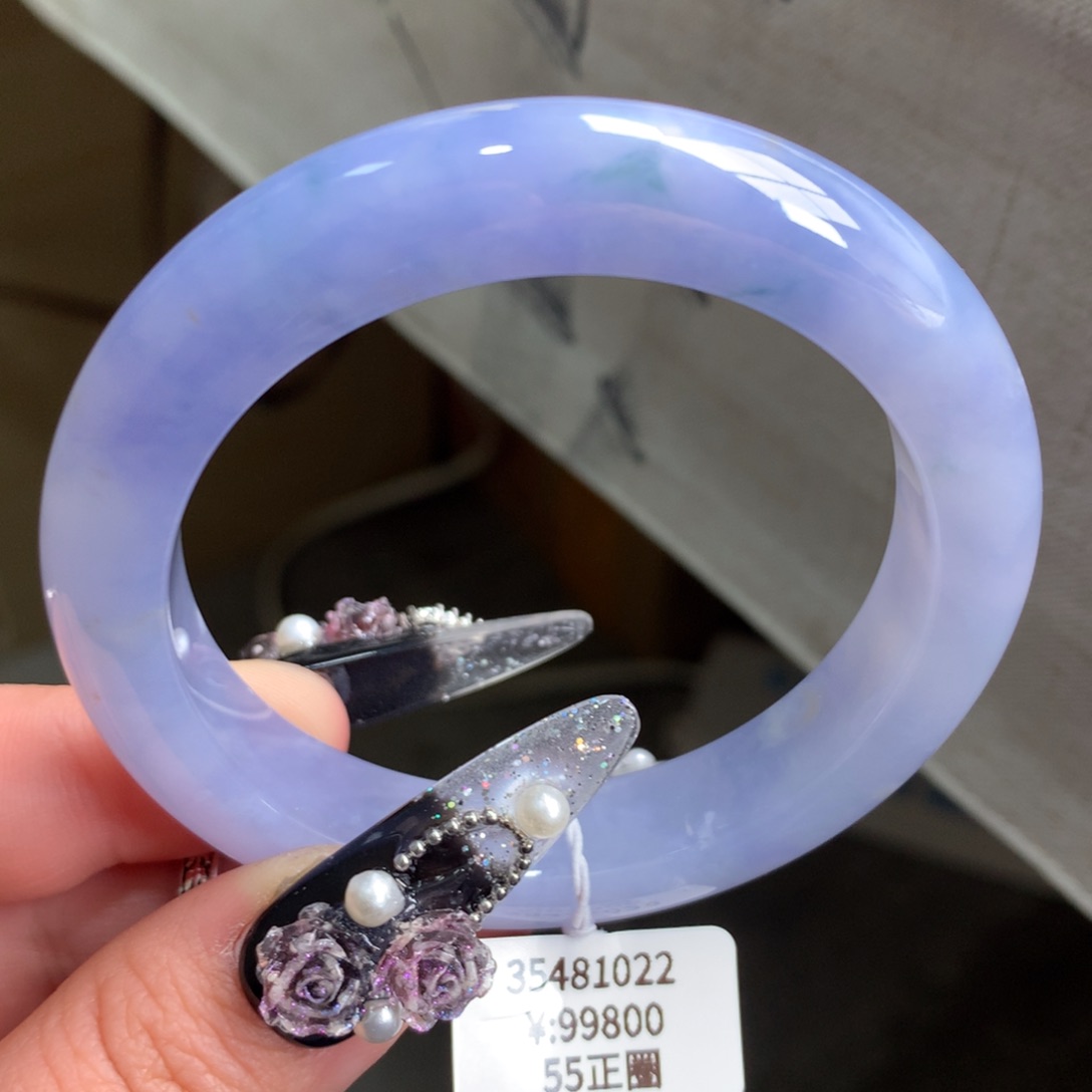 翡翠手镯未镶嵌紫罗兰正圈