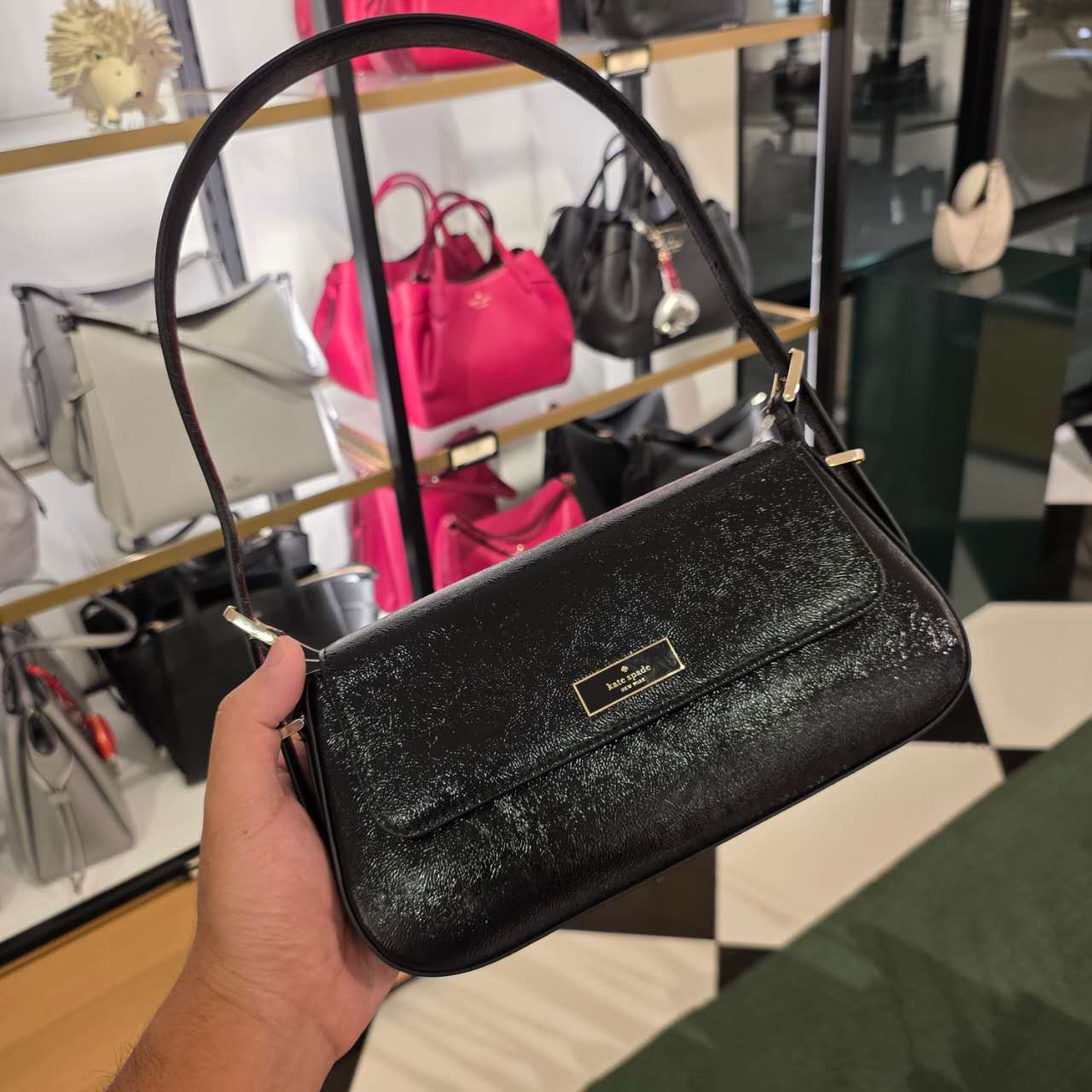 【预售】Kate spade/凯特丝蓓bridget黑色腋下单肩包KM677