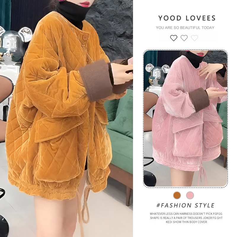 巨好看的加厚棉服女2025冬装新款复古百搭圆领气质面包服夹棉外套