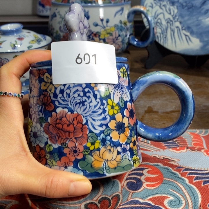 青花瓷景德镇手绘万花水杯