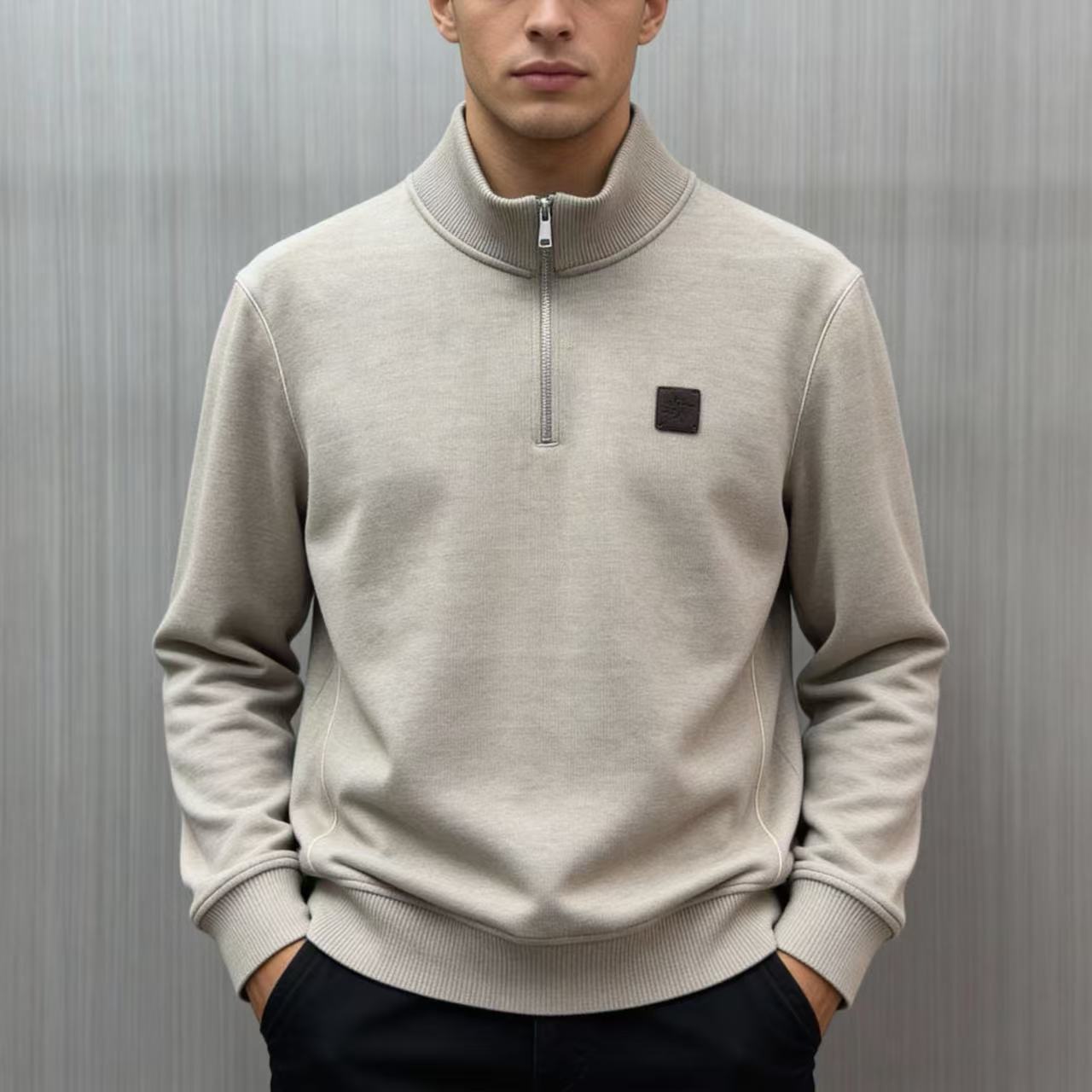 【68028】秋冬新款 男士立领 半拉链卫衣 简约时尚百搭 老钱风