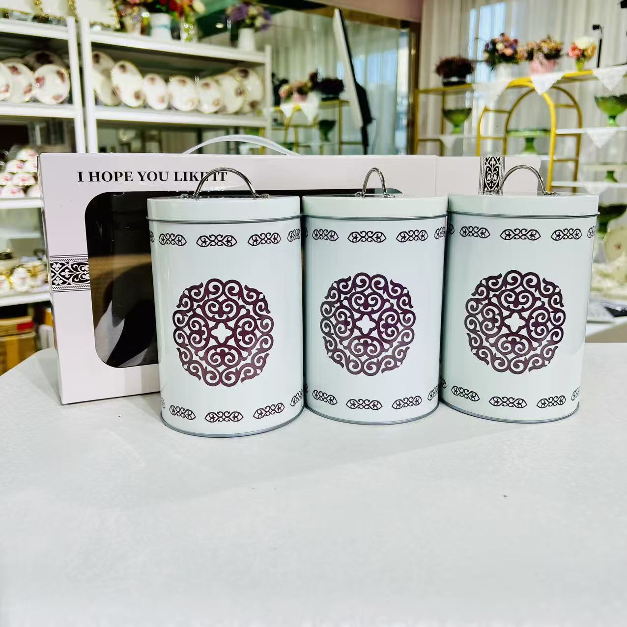 新疆包邮 【白灰色三个调料瓶】 哈咋克族风格带礼盒大容量简约创意