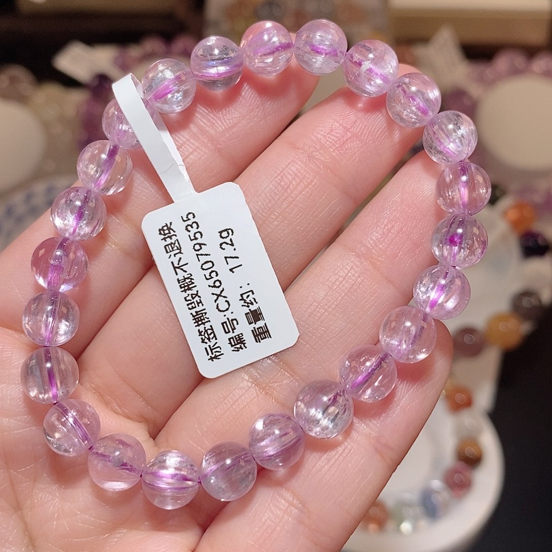 水晶手链未镶嵌垚F紫锂辉7.5