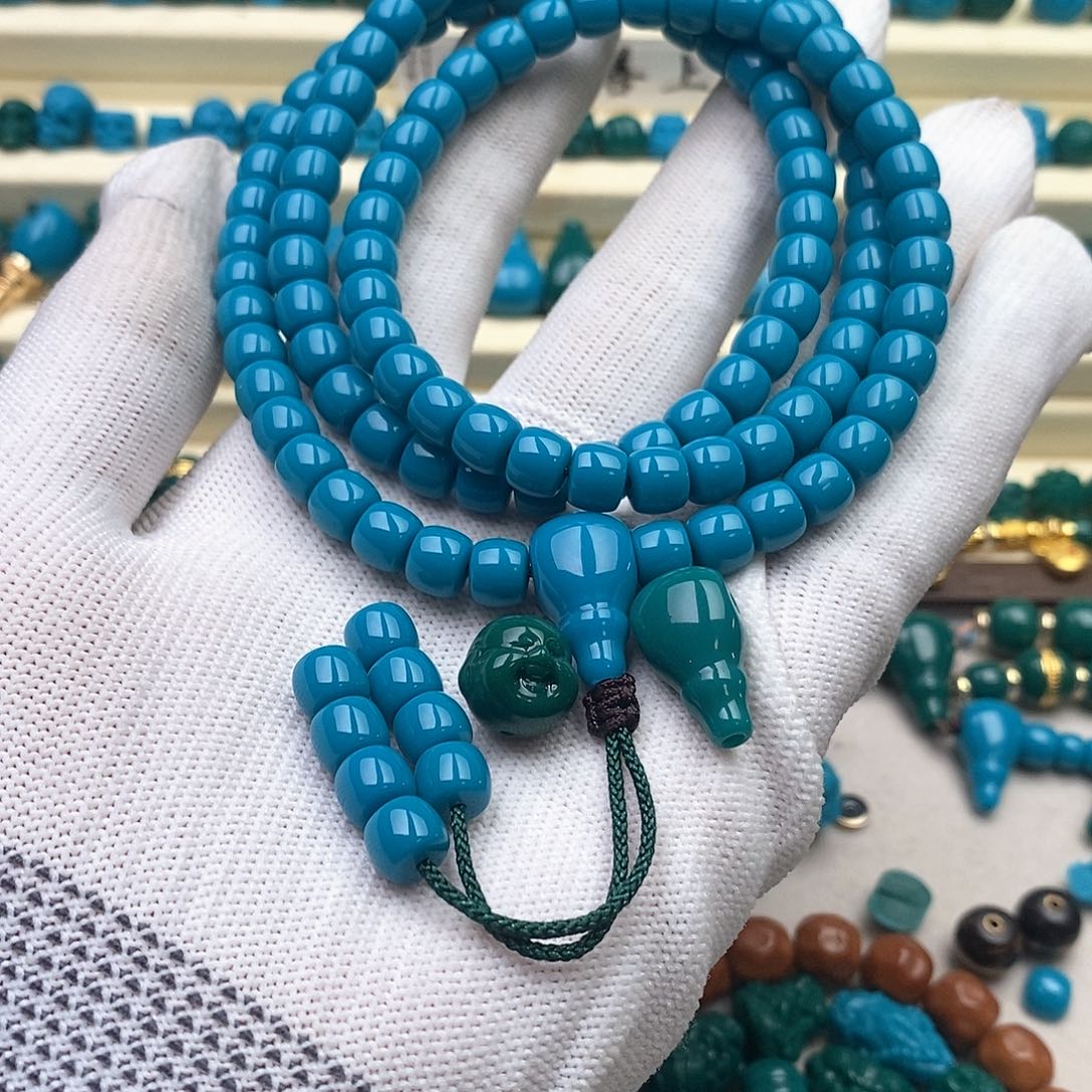 琉璃颈饰不****字科技平替 暴力蓝7的108 12油绿弥勒