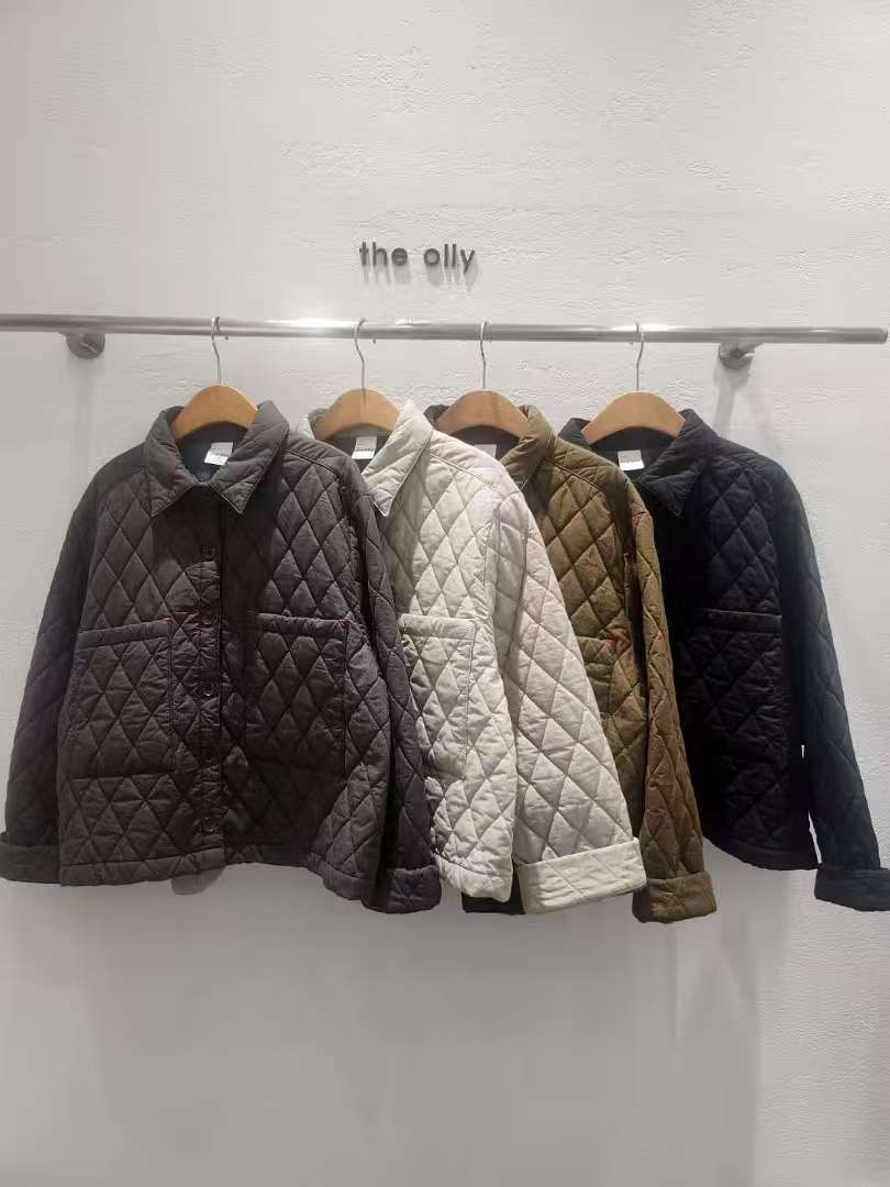  韩国正品/不支持退换/奥利/翻领菱格棉服/1217