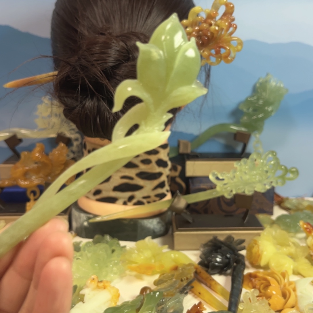 蛇纹石玉合金发饰