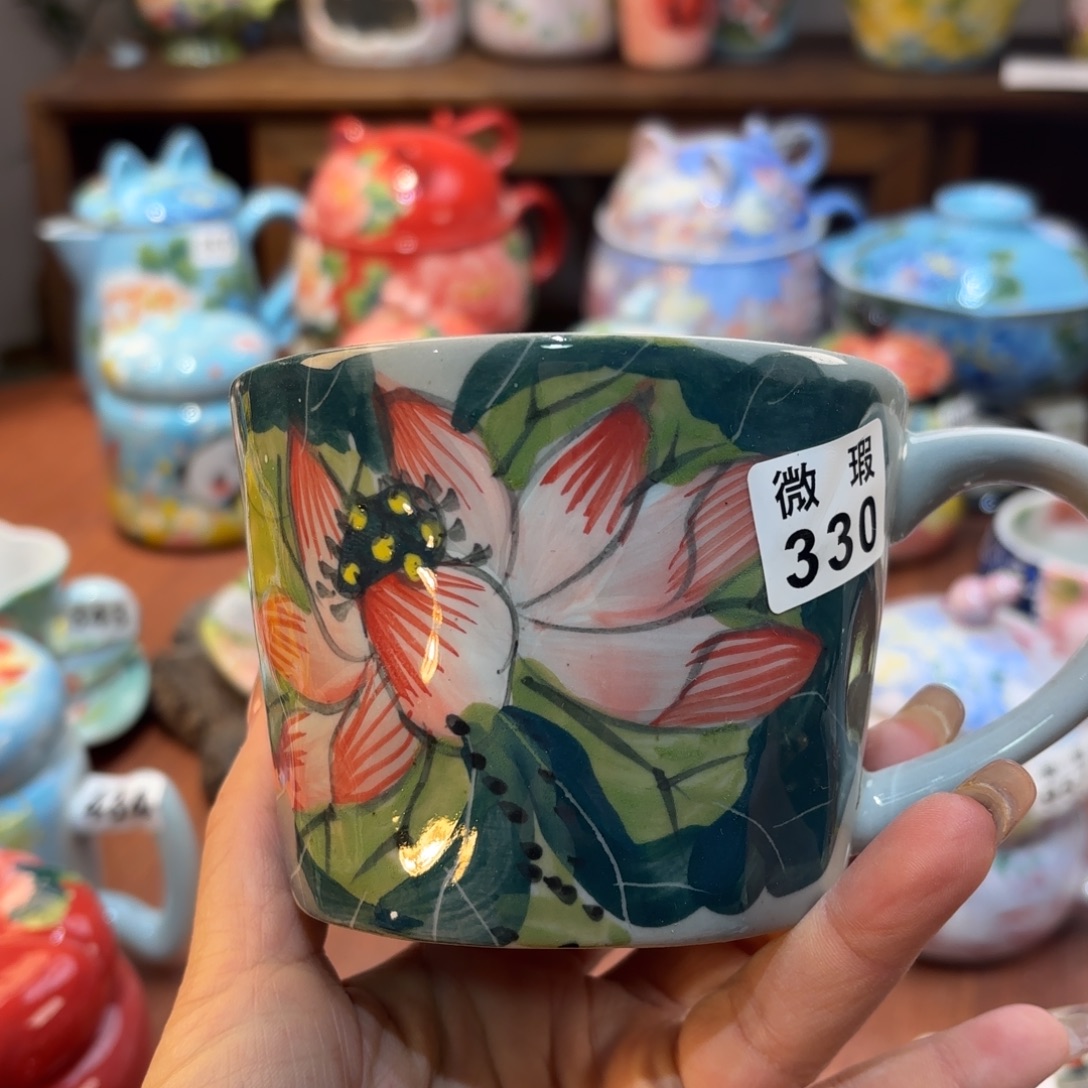 瓷片景德镇手绘高温釉下彩陶瓷茶具