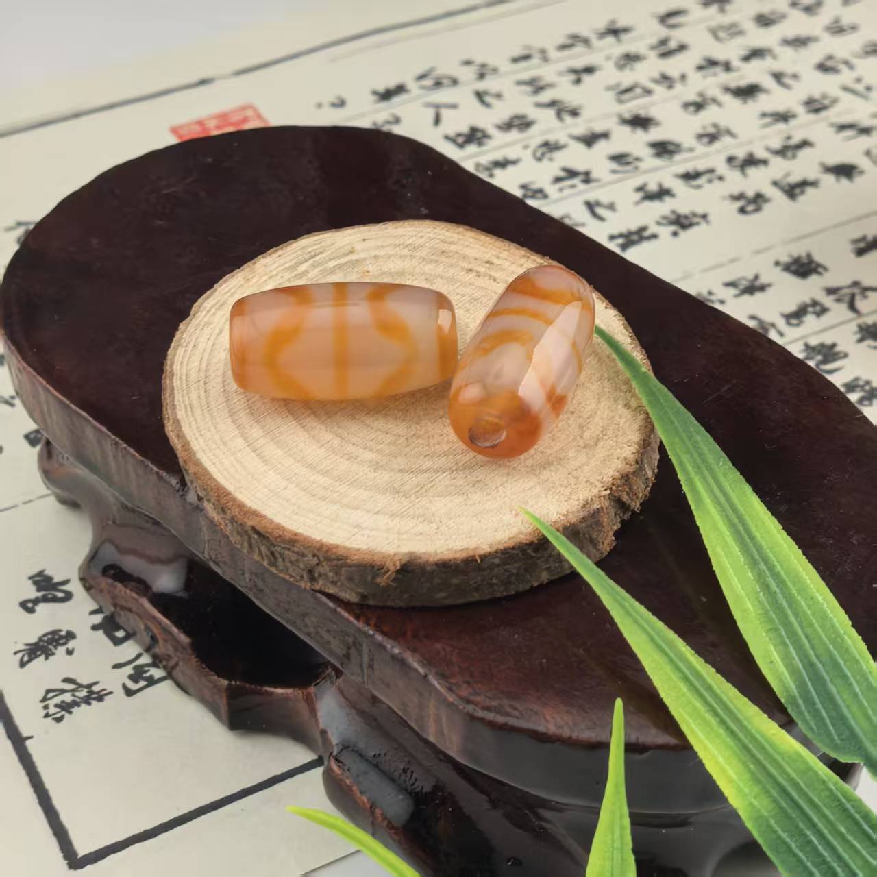 【慕诚】双虎牙血供天珠（少量）   多样性发其一  TZ183