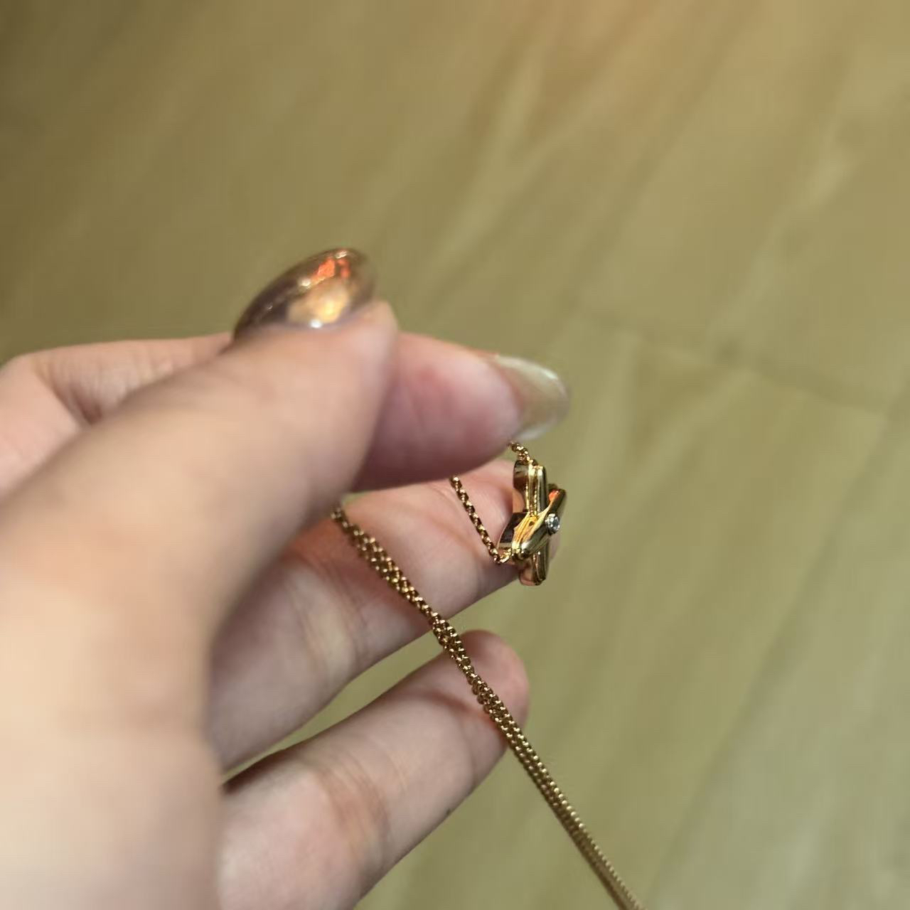 合金项链 PPRK.简约新小叉项链 玫瑰金色