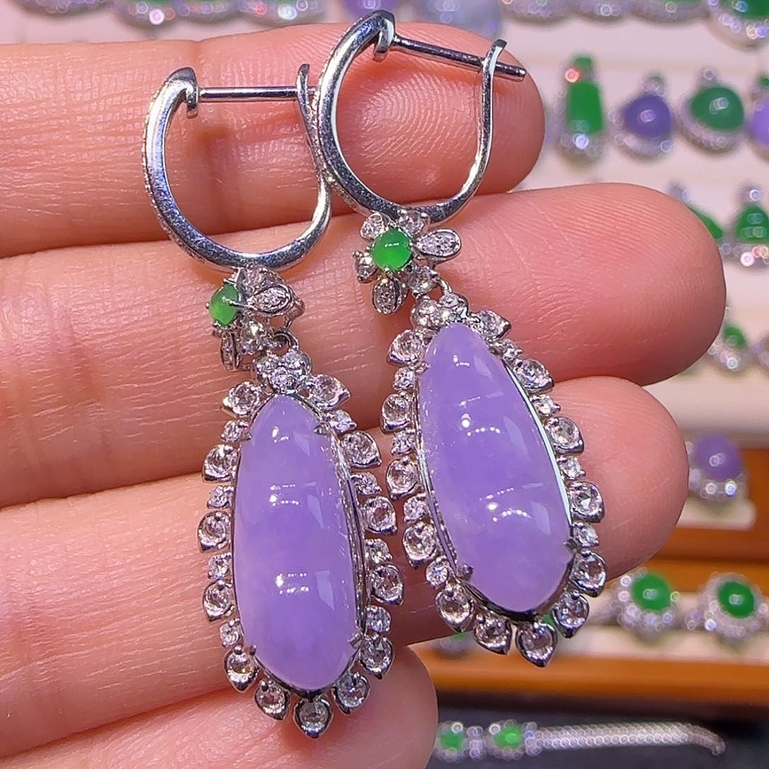 翡翠18K金镶嵌耳饰