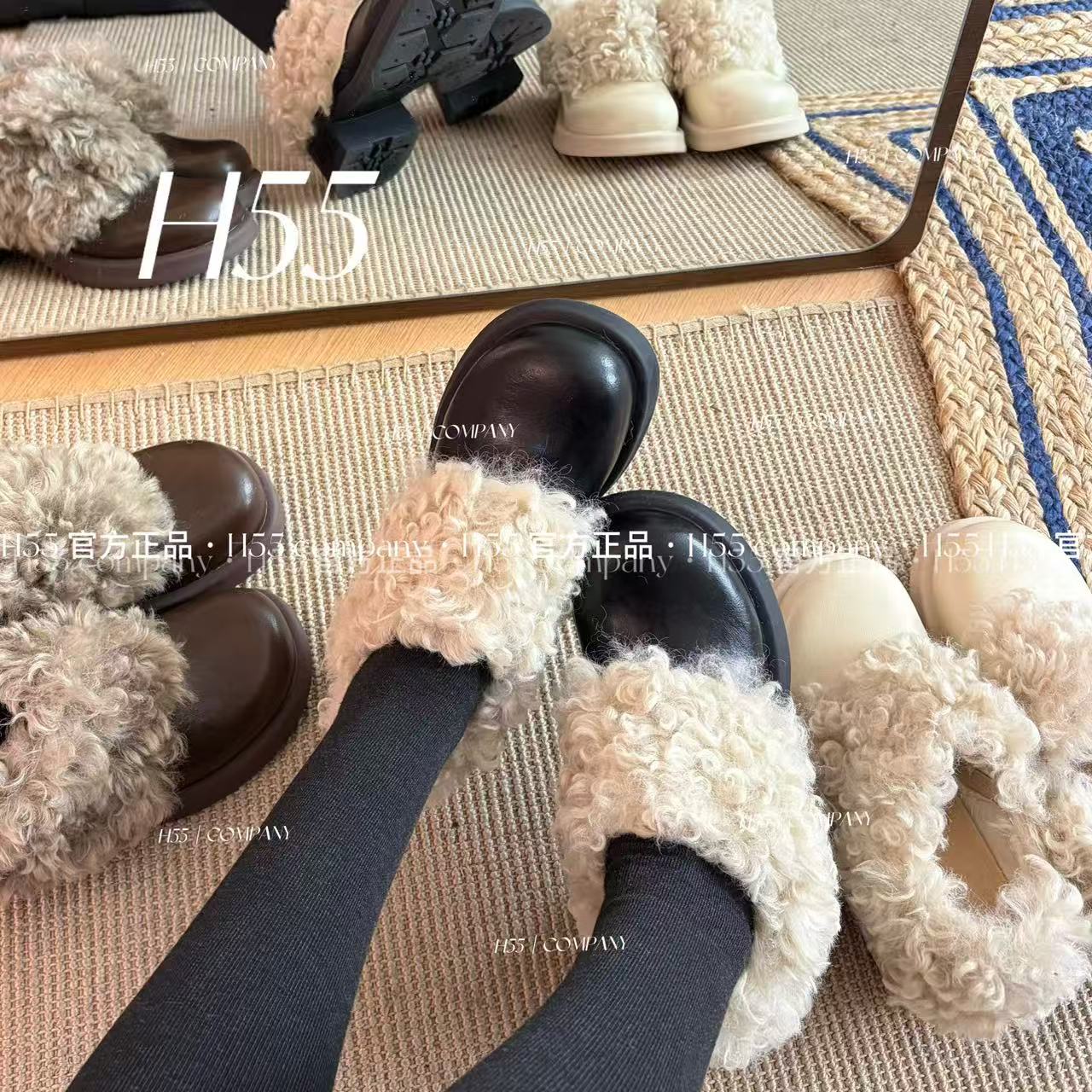 H55-达西庄园|松绒系厚底氛围感乐福鞋 5cm21-3127-5-GZ