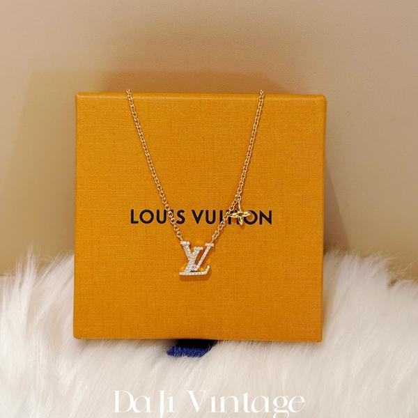 大吉中古/lv路易威登logo镶钻吊坠项链