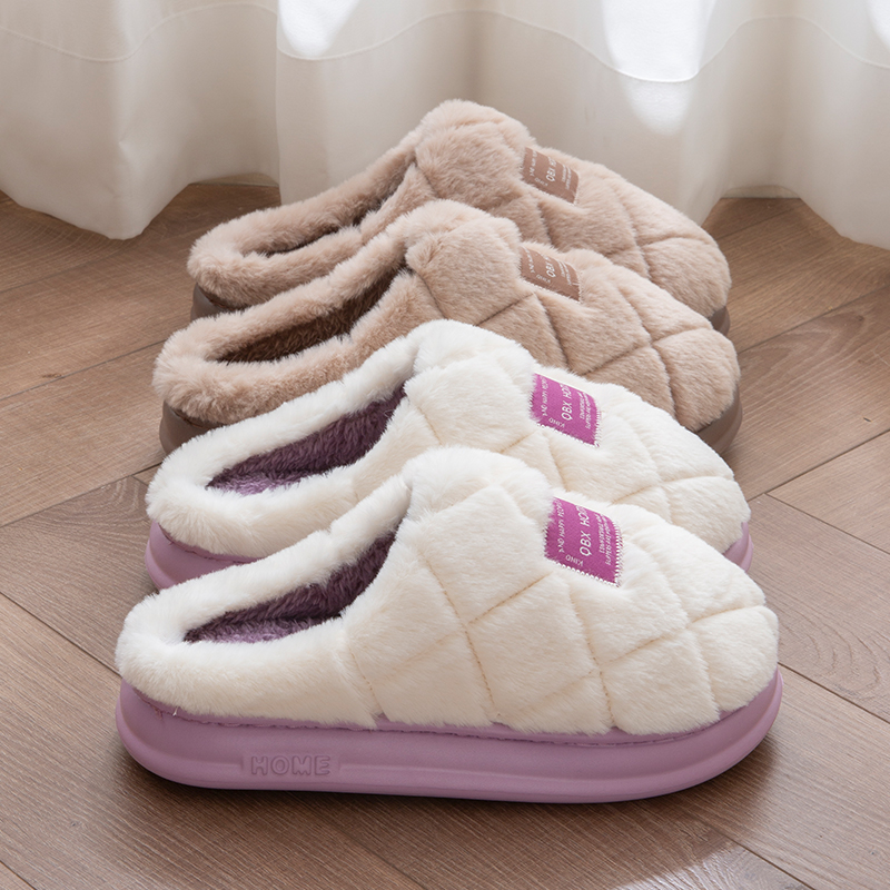 启布熊包头厚底防滑棉拖冬季保暖2025新款居家情侣鞋棉绒拖静音拖商品图