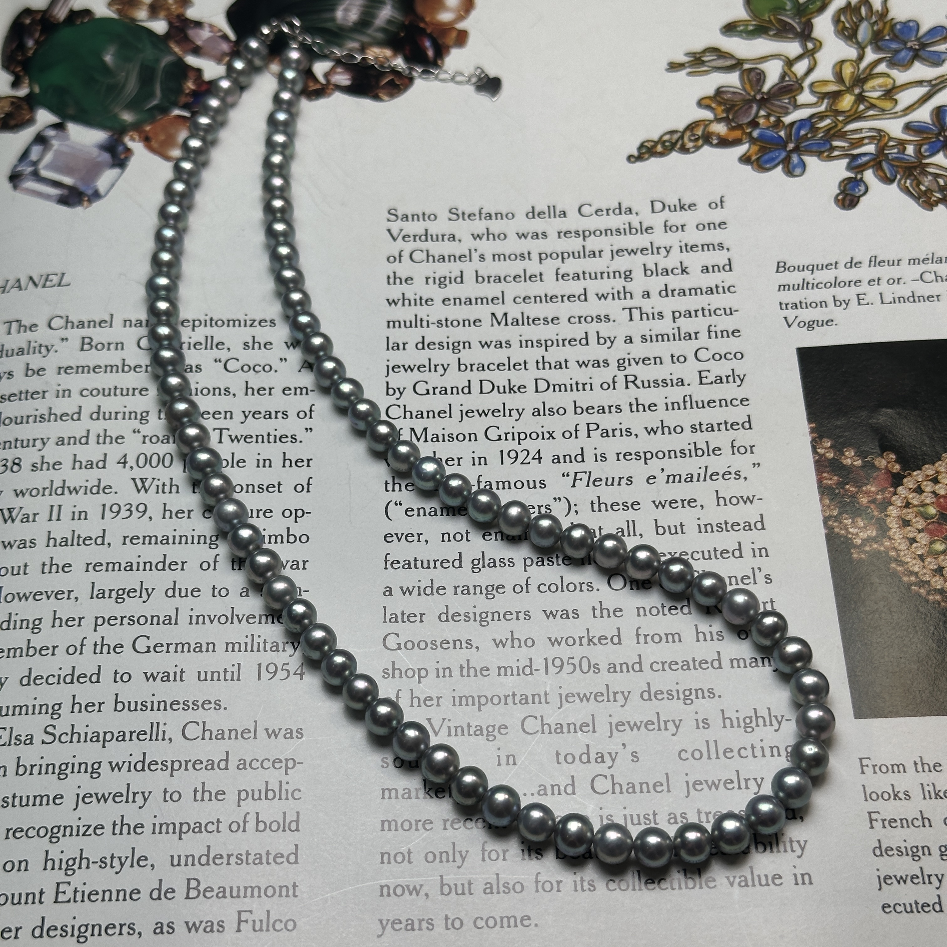 项链 日本极亮光正圆灰炫彩珠项链 5mm左右 ZB251211