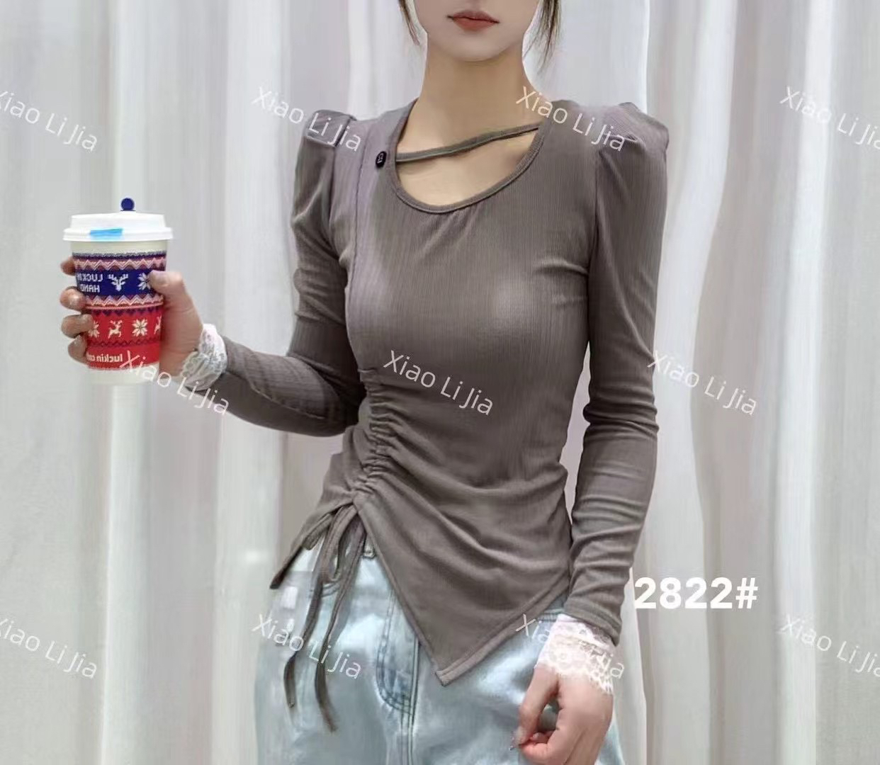 韩系时尚设计感修身显瘦打底衫