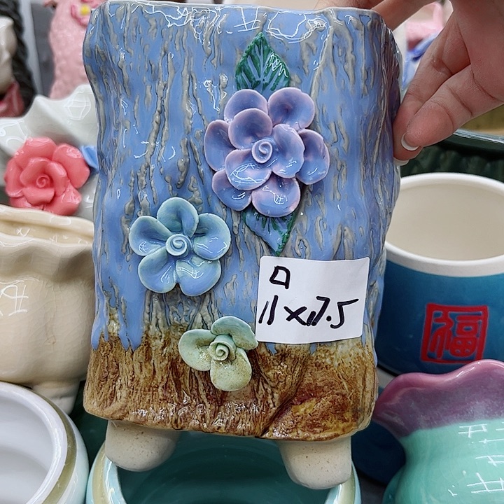 多肉绿植陶瓷花盆9.9包邮，有孔