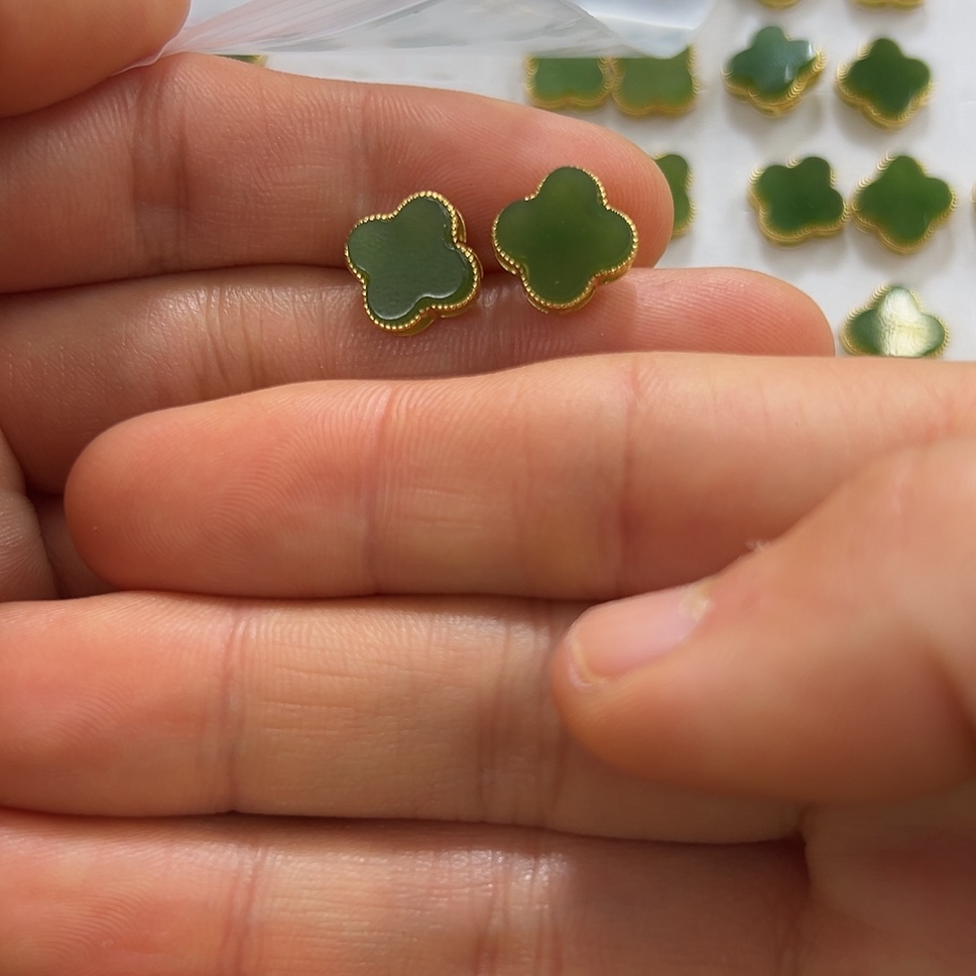 和田玉耳饰银S925镶嵌漫*