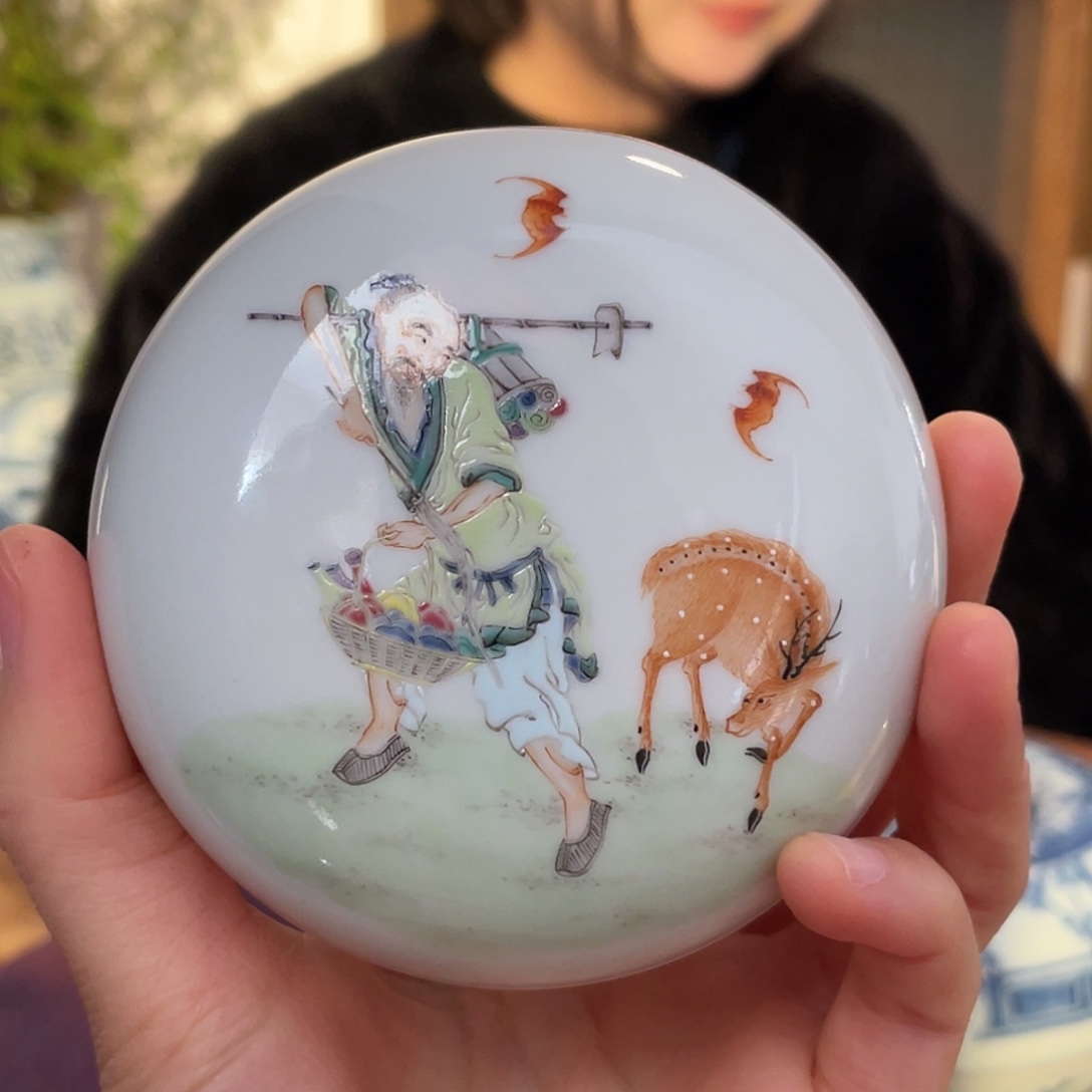 用***6摆件陶张哈哈陶瓷精选仿古印泥盒