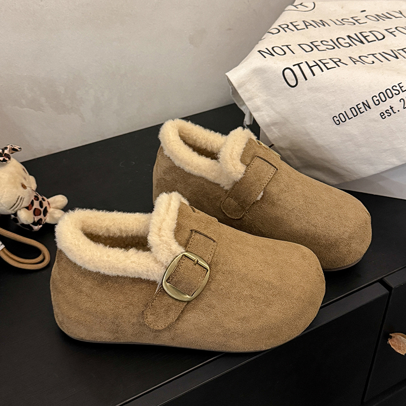 加绒明星同款勃肯鞋女2025秋季新款外穿轻便时尚百搭一脚蹬乐福鞋